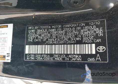 2011 Toyota Corolla Le z USA, uszkodzony, nr VIN JTDBU4EE6B9128461